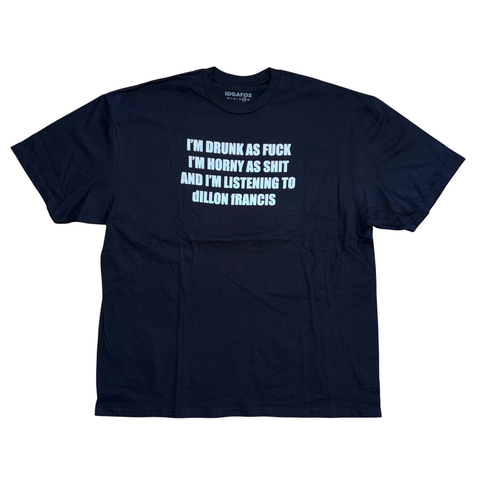 IDGAFOS Dillon Francis Graphic Tee Black Mens Size 2XL XXL Short Sleeve T-Shirt